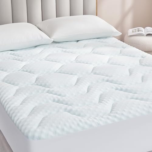 EHEYCIGA Topper Matrimoniale 160x190, Memory Foam Coprimaterasso Respirabile con Tasca Extra Profonda, Bianco - Design e materiali