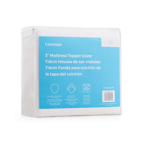 Linenspa Coprimaterasso in memory foam, 7,6 cm, mantiene il topper pulito e sicuro, lavabile in lavatrice, antiscivolo, traspirante - Design e materiali