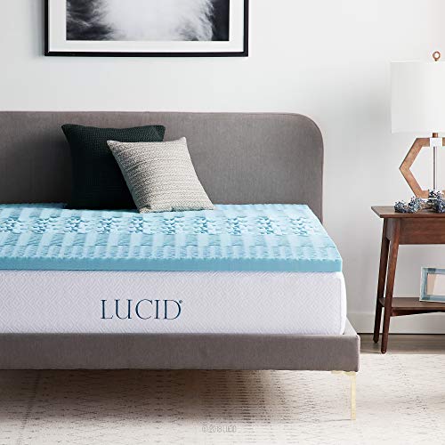 LUCID Topper Una Piazza e mezza | 5 Zone Ergonomiche | Coprimaterasso in Memory Foam con Gel Rinfrescante | Alto 5cm, 120x190 cm - Design e materiali