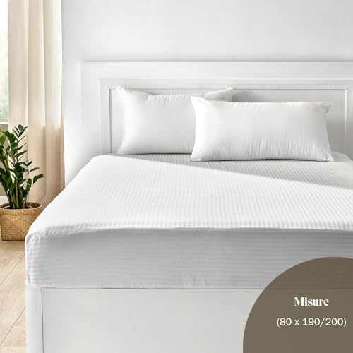 Pikolin Home - Coprimaterasso in tessuto fasciato 100% cotone, 80 x 190/200 cm, letto da 80 - Funzionalità e accessori