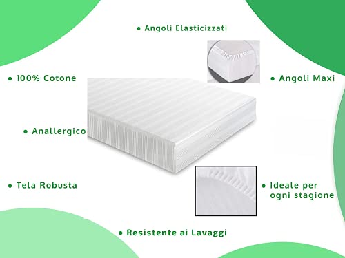 Riad Arredo Coprimaterasso in 100% Cotone Fasciato Sanitario con Angoli Elasticizzati Traspirante - Anallergico Antiacaro Tela Robusta Salva Materasso (Matrimoniale - 180 x 200 + 26 cm Angolo) - Dettaglio recensione 4