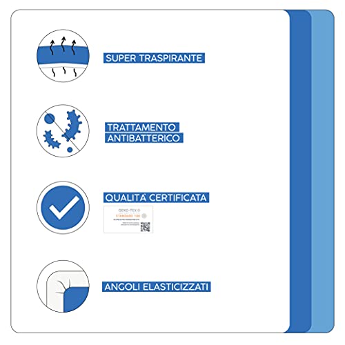 SWEET HOME - Coprimaterasso Singolo in Cotone e Jersey Fresco, Antibatterico, Traspirante e Antipiega, Lenzuolo con Angoli Singolo Elasticizzati e Adattabili, Copri Materasso Lavabile 90x200x25 Bianco - Funzionalità e accessori
