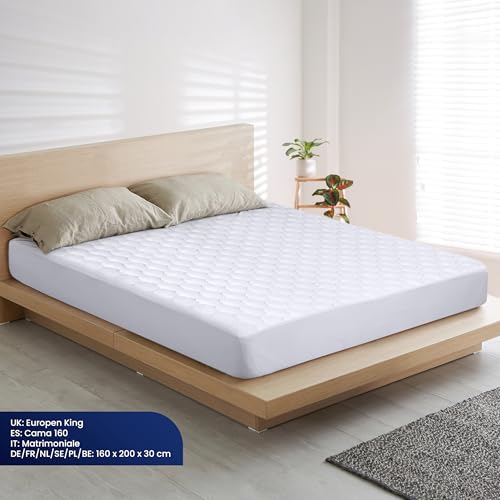 Utopia Bedding Coprimaterasso trapuntato impermeabile 160 x 200 cm, materassino elastico per materasso spesso 30 cm (Bianco) - Prova pratica