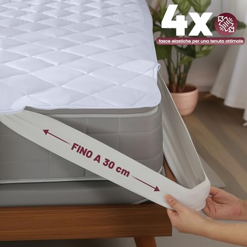 Utopia Bedding Protezione per materasso trapuntata con cinghia elastica 160x200 cm, Coprimaterasso fino a 30 CM di profondità, Topper per letto (Bianco) - Dettaglio recensione 4